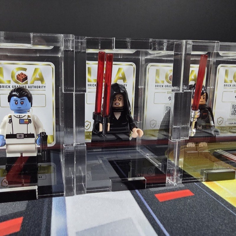 Minifigures encapsulated in LGA acrylic cases